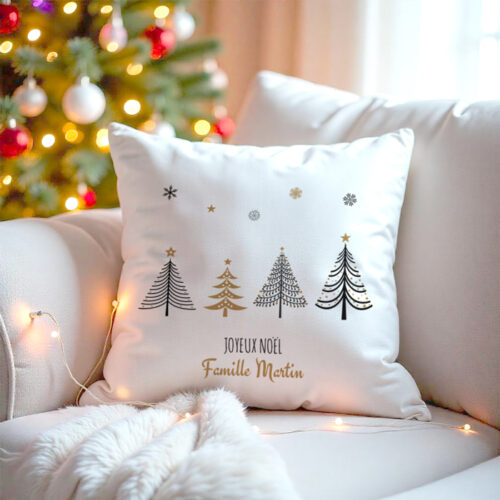 Coussin blanc - Joyeux Noël en famille – Image 2