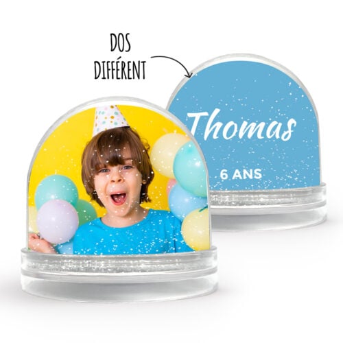 Boule anniversaire personnalisable 2 faces - Joyeux anniversaire photo et prénom