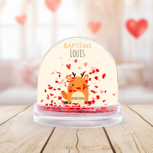 Boule à neige coeur personnalisable - Baptême – Image 2
