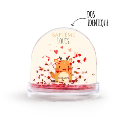 Boule à neige coeur personnalisable - Baptême