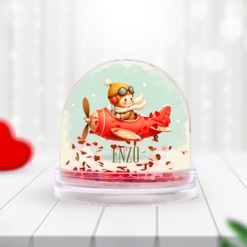 Boule à neige coeur personnalisable - Petit aviateur – Image 2