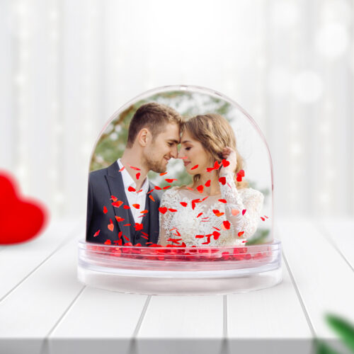 Boule à neige coeurs personnalisable 2 faces - Photos mariage – Image 2
