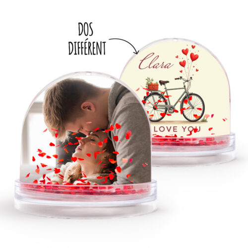 Boule à neige coeurs personnalisable 2 faces - I love you