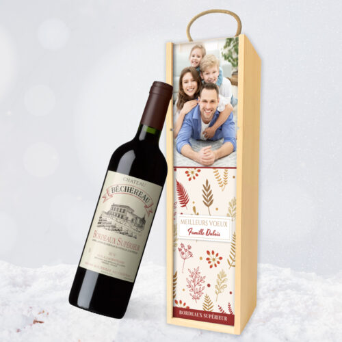Coffret personnalisé et Vin rouge - Meilleurs voeux photo de famille – Image 2
