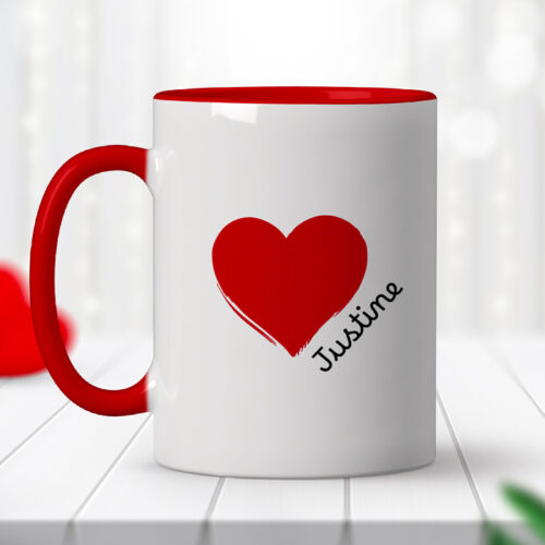 Mug rouge personnalisé - Coeurs avec prénoms – Image 2