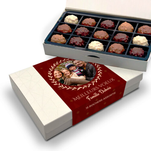 Boîte d'assortiment de 15 rochers personnalisable - Meilleurs Voeux avec photo