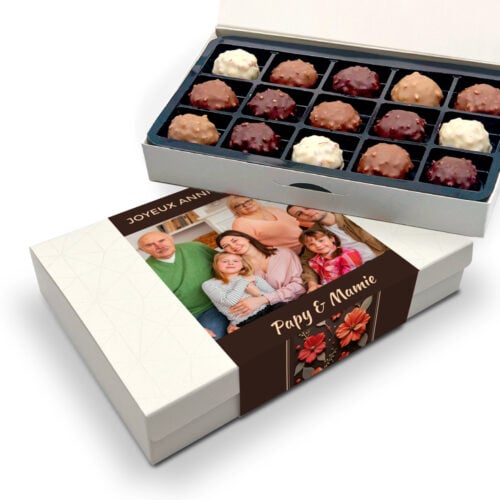 Boîte d'assortiment de 15 rochers personnalisable - Joyeux anniversaire florale avec photo