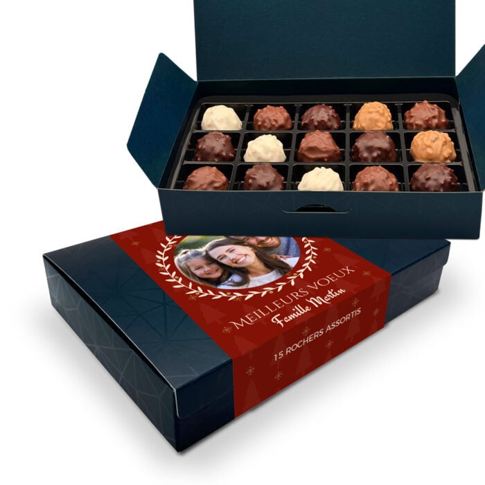 Boîte d'assortiment de 15 rochers personnalisable - Meilleurs Voeux avec photo