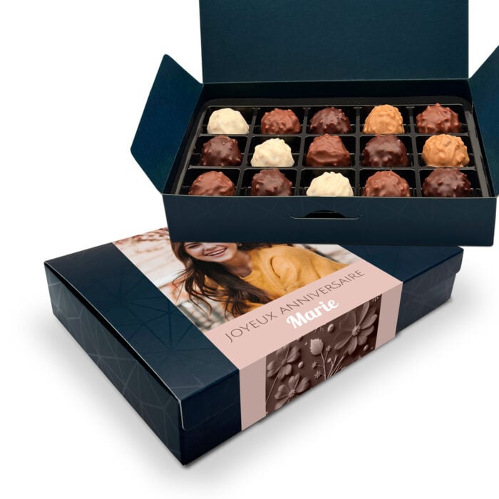 Boîte d'assortiment de 15 rochers personnalisable - Joyeux anniversaire avec photo