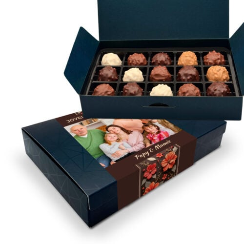 Boîte d'assortiment de 15 rochers personnalisable - Joyeux anniversaire florale avec photo