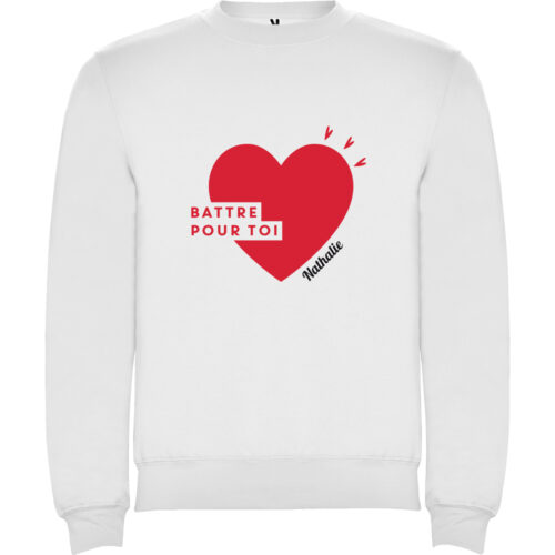 Sweat blanc - Mon coeur bat pour toi