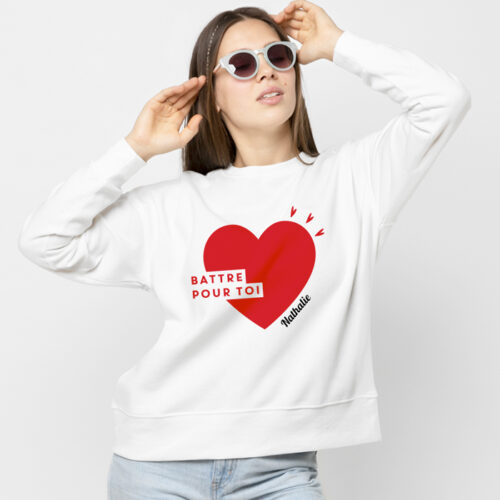 Sweat blanc - Mon coeur bat pour toi – Image 2
