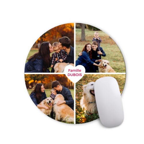 Tapis de souris - Multiphotos de famille <br> <strong>  ⌀ 20 cm </strong>
