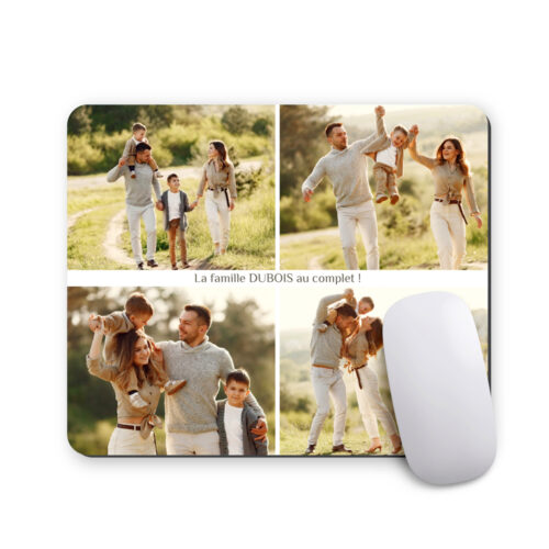 Tapis de souris rectangulaire - Photos de famille  <br> <strong>  23,4 x 19,1 cm </strong>