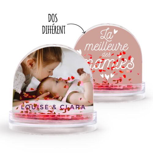 Boule à neige coeurs personnalisable 2 faces - La meilleure des Mamies