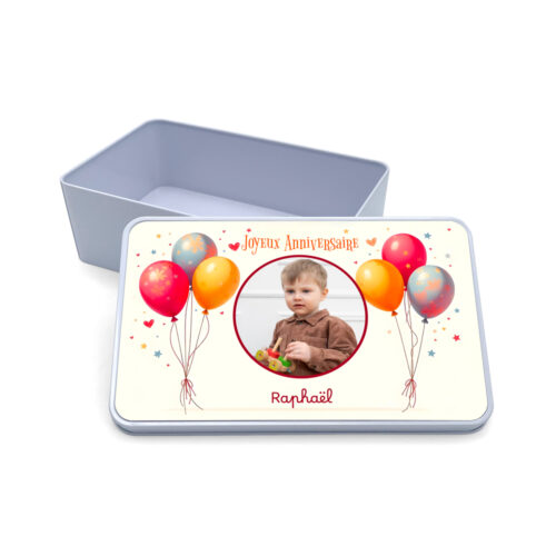 Boîte métal rectangulaire - Boîte joyeux anniversaire