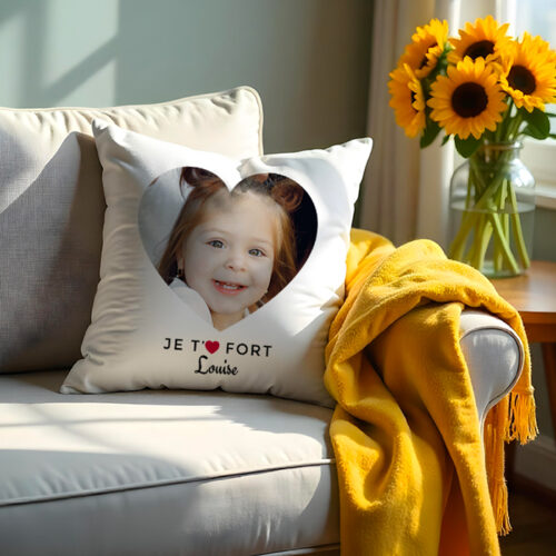 Coussin blanc - Je t'aime fort – Image 2