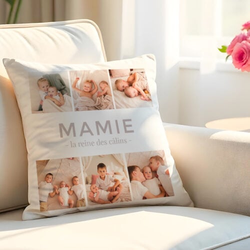 Coussin blanc - Mamie la reine des câlins – Image 2