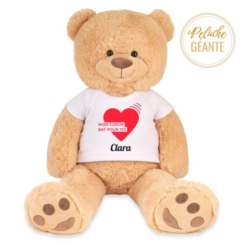 Sammy le grand ours en peluche - Mon coeur bat pour toi <br> <strong>100 cm </strong>