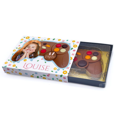 Manette de jeu en chocolat au lait - Joyeuses Pâques avec photo
