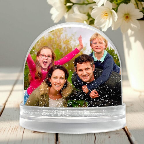 Boule à neige personnalisable 2 faces - Citation de Joyeuses Pâques avec photo de famille – Image 2