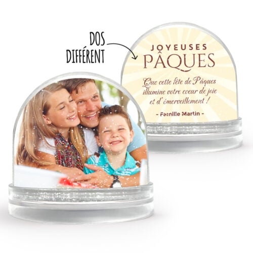 Boule à neige personnalisable 2 faces - Le temps de Pâques !