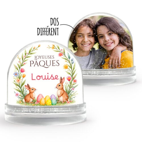 Boule à neige personnalisable 2 faces - Couronne Pâques