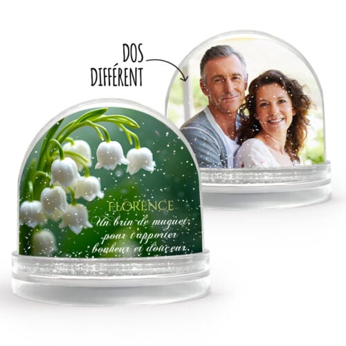 Boule à neige personnalisable 2 faces - Brin de Muguet avec photo