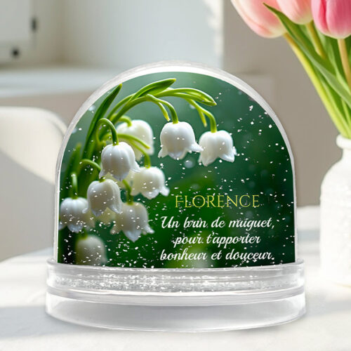 Boule à neige personnalisable 2 faces - Brin de Muguet avec photo – Image 2