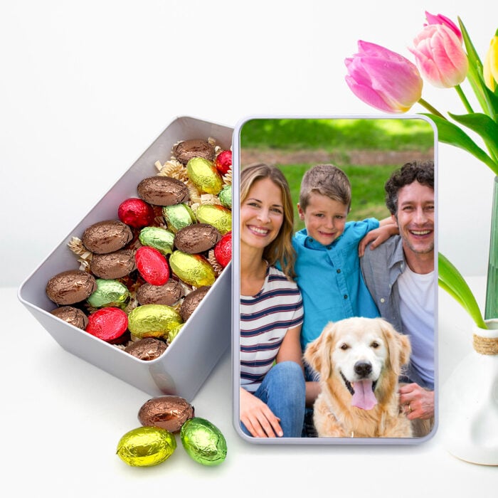 Alternative view of Boîte de Pâques rectangulaire - oeufs de chocolat - Avec photo