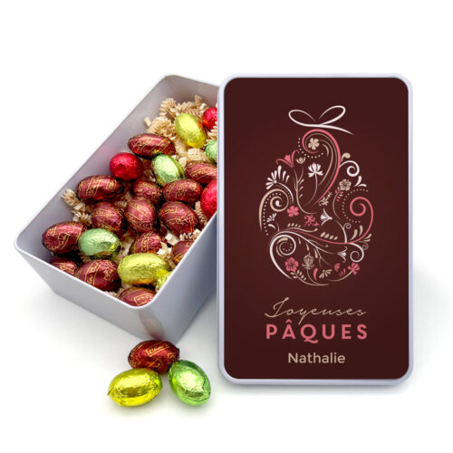 Boîte de Pâques rectangulaire - oeufs de chocolat - Oeuf de chocolat avec prénom