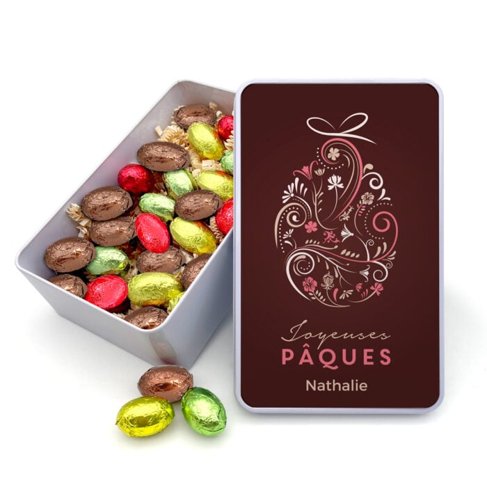 Boîte de Pâques rectangulaire - oeufs de chocolat - Oeuf de chocolat avec prénom