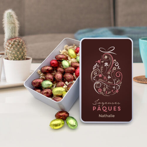 Boîte de Pâques rectangulaire - oeufs de chocolat - Oeuf de chocolat avec prénom – Image 2