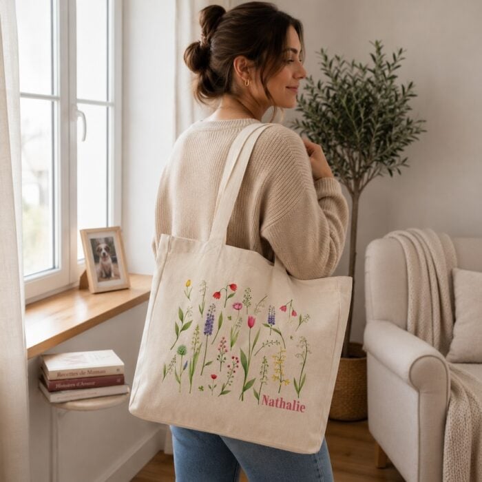 Alternative view of Sac cabas personnalisé - Bonheur et fleurs sauvages