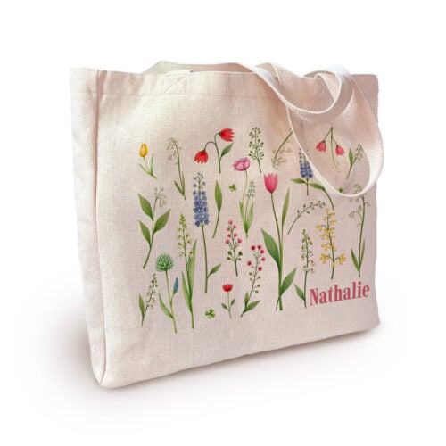 Sac cabas personnalisé - Bonheur et fleurs sauvages