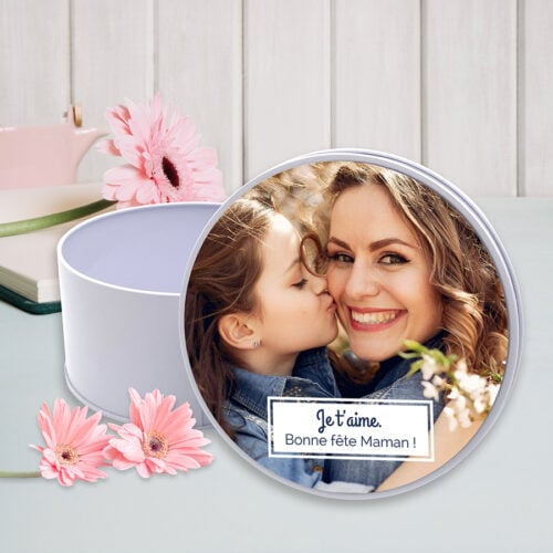 Boîte de métal ronde - Je t'aime Maman avec photo – Image 2