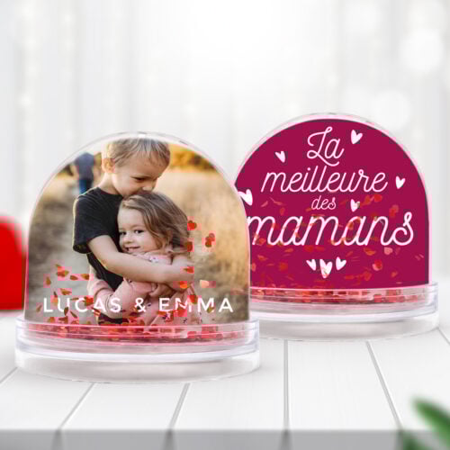 Boule à neige coeurs personnalisable 2 faces - La meilleure des Mamans – Image 2