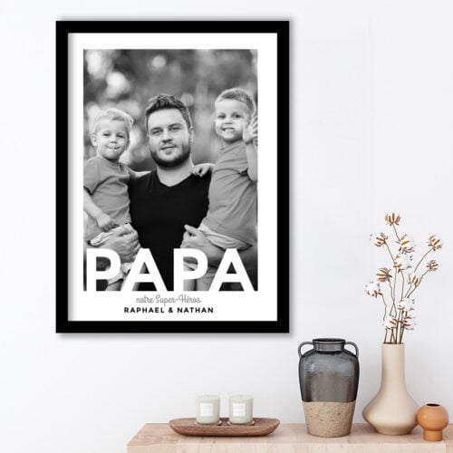 Affiche personnalisée avec cadre - Papa mon héros<br> <strong>30 x 40 cm</strong> – Image 2