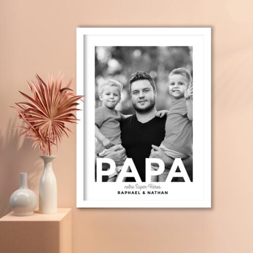 Affiche personnalisée avec cadre - Papa mon héros<br> <strong>30 x 40 cm</strong> – Image 3
