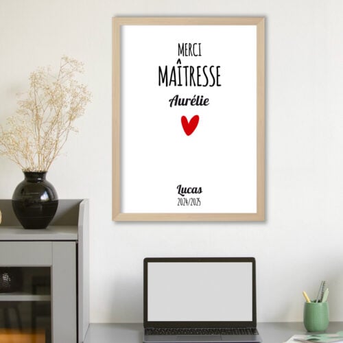Affiche personnalisée avec cadre - Merci Maîtresse<br> <strong>30 x 40 cm</strong> – Image 4