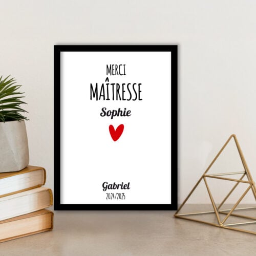 Affiche personnalisée avec cadre - Merci Maîtresse<br> <strong>30 x 40 cm</strong> – Image 2