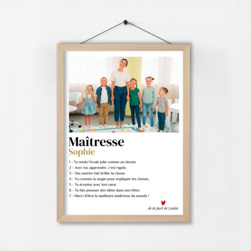 Affiche personnalisée avec cadre - Maîtresse avec photo<br> <strong>30 x 40 cm</strong> – Image 3