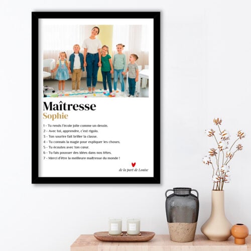 Affiche personnalisée avec cadre - Maîtresse avec photo<br> <strong>30 x 40 cm</strong> – Image 2