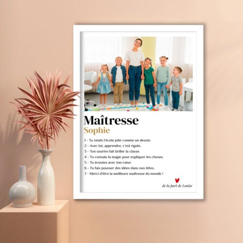 Affiche personnalisée avec cadre - Maîtresse avec photo<br> <strong>30 x 40 cm</strong> – Image 4