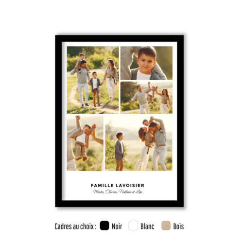 Affiche personnalisée avec cadre - Multiphotos de famille<br> <strong>30 x 40 cm</strong>