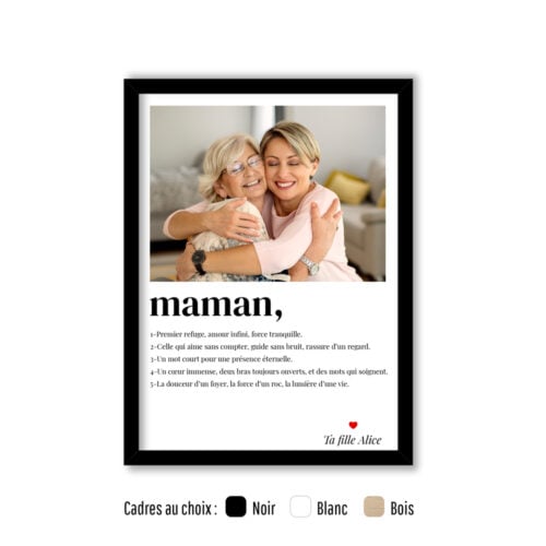 Affiche personnalisée avec cadre - Maman<br> <strong>30 x 40 cm</strong>