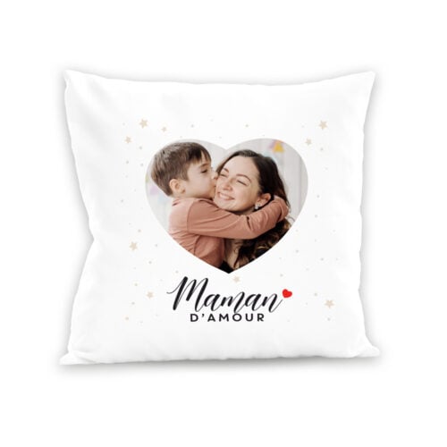 Coussin blanc - Maman d'amour avec photo
