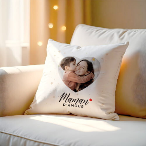 Coussin blanc - Maman d'amour avec photo – Image 2