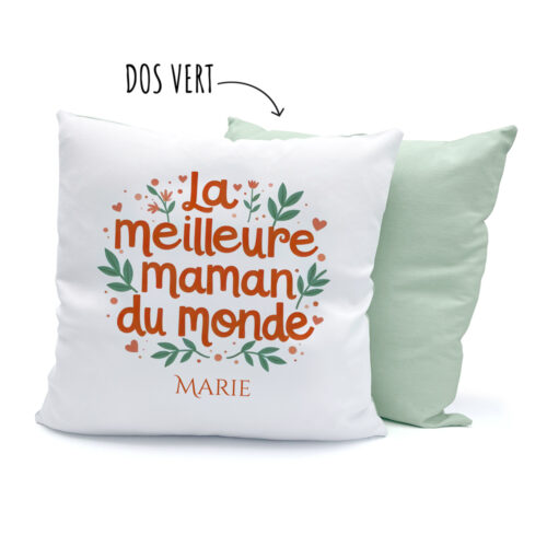 Coussin Bicolore blanc/vert - Meilleure maman du monde