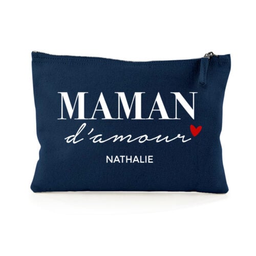 Pochette Bleu marine personnalisée - Maman d'amour